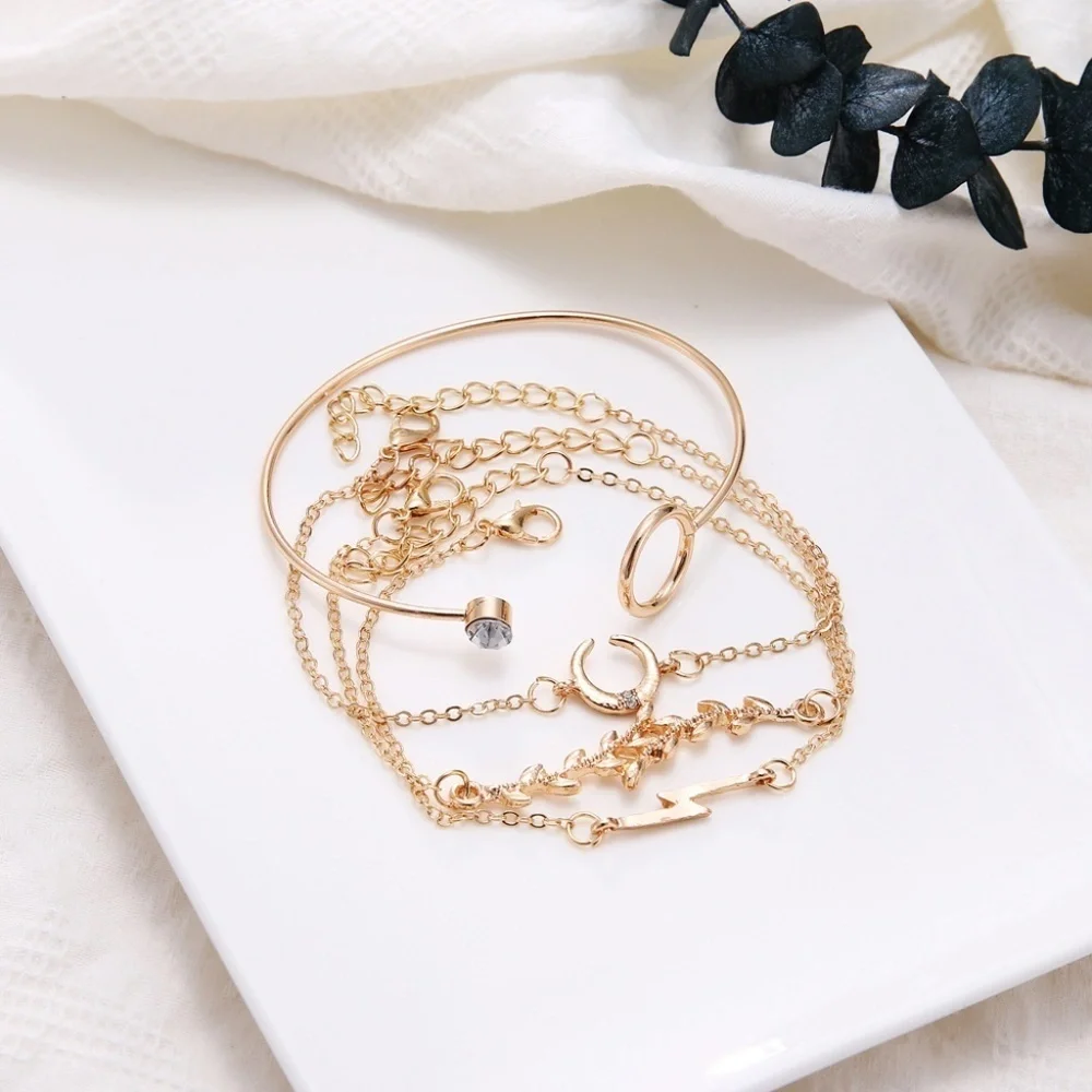 *AIRLIA* 4-Pc Gold Crescent Fashion Bracelet Set